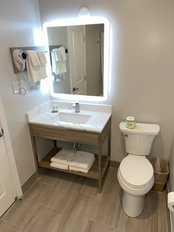 Bathroom with toiletries at Francisco Bay Inn